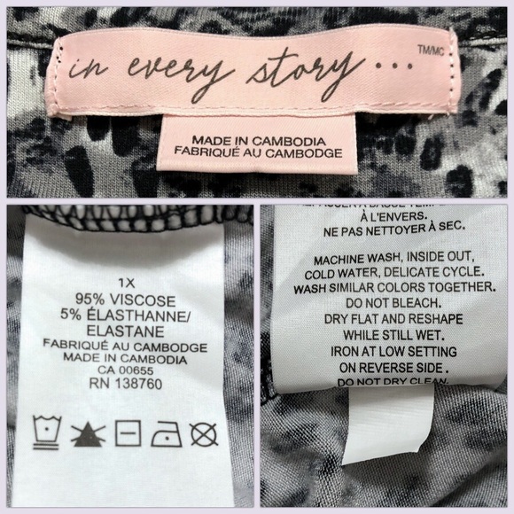 In Every Story | Black & Gray Print Top with Pleats | 1X - Picture 14 of 16